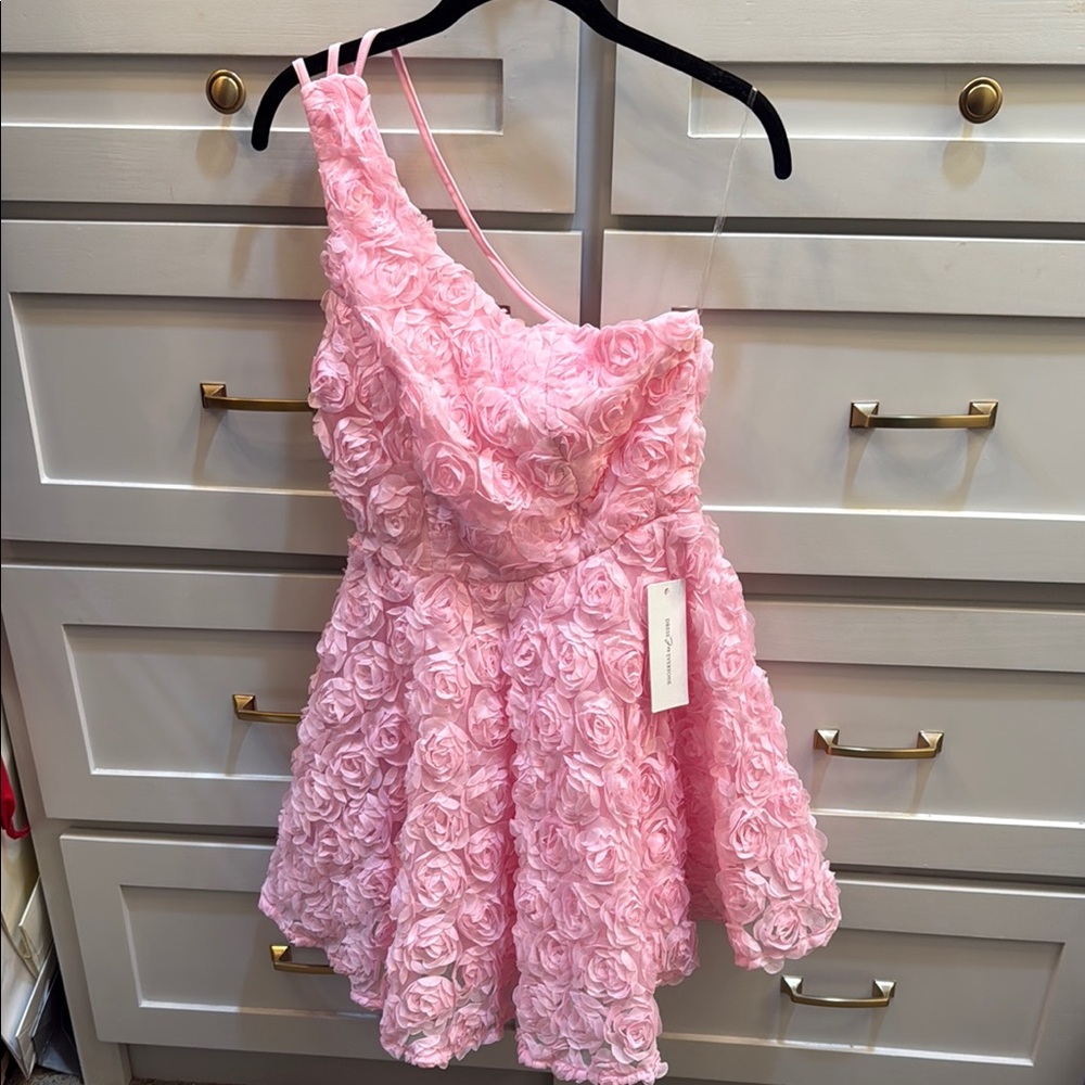 Pink Asymmetrical One Shoulder Prom Dress